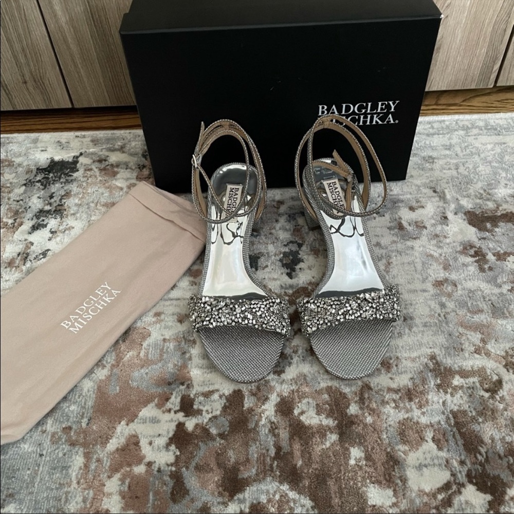 Badgley MischkaJada Embellished Ankle-Wrap Sandals